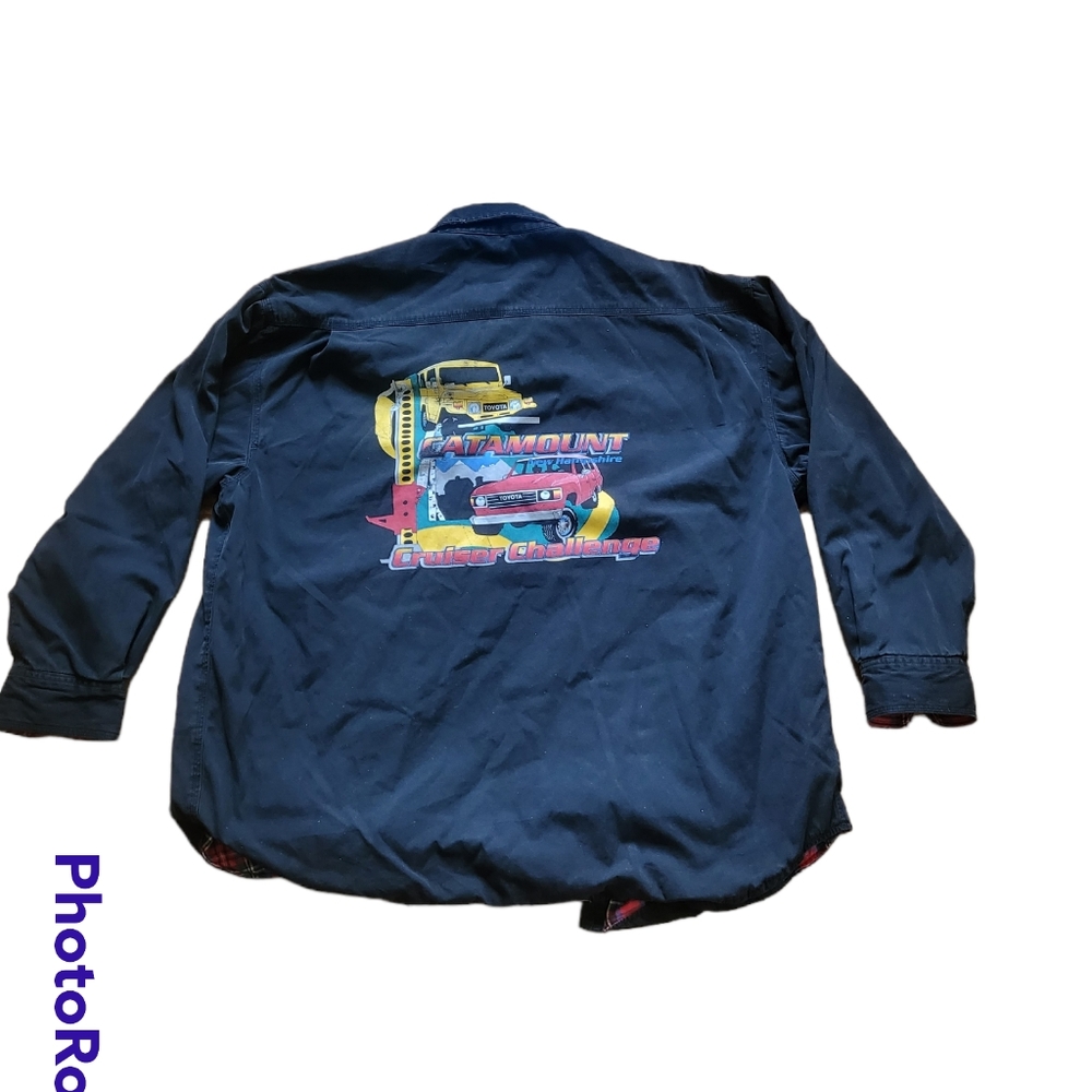 Vintage Button Auto Toyota Graphic Flannel Work Chore Shirt